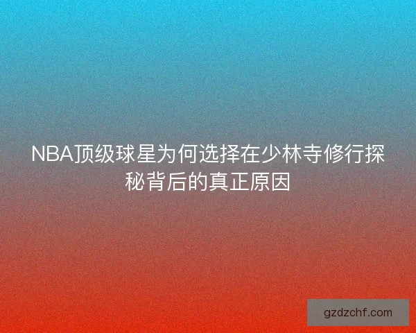 NBA顶级球星为何选择在少林寺修行探秘背后的真正原因
